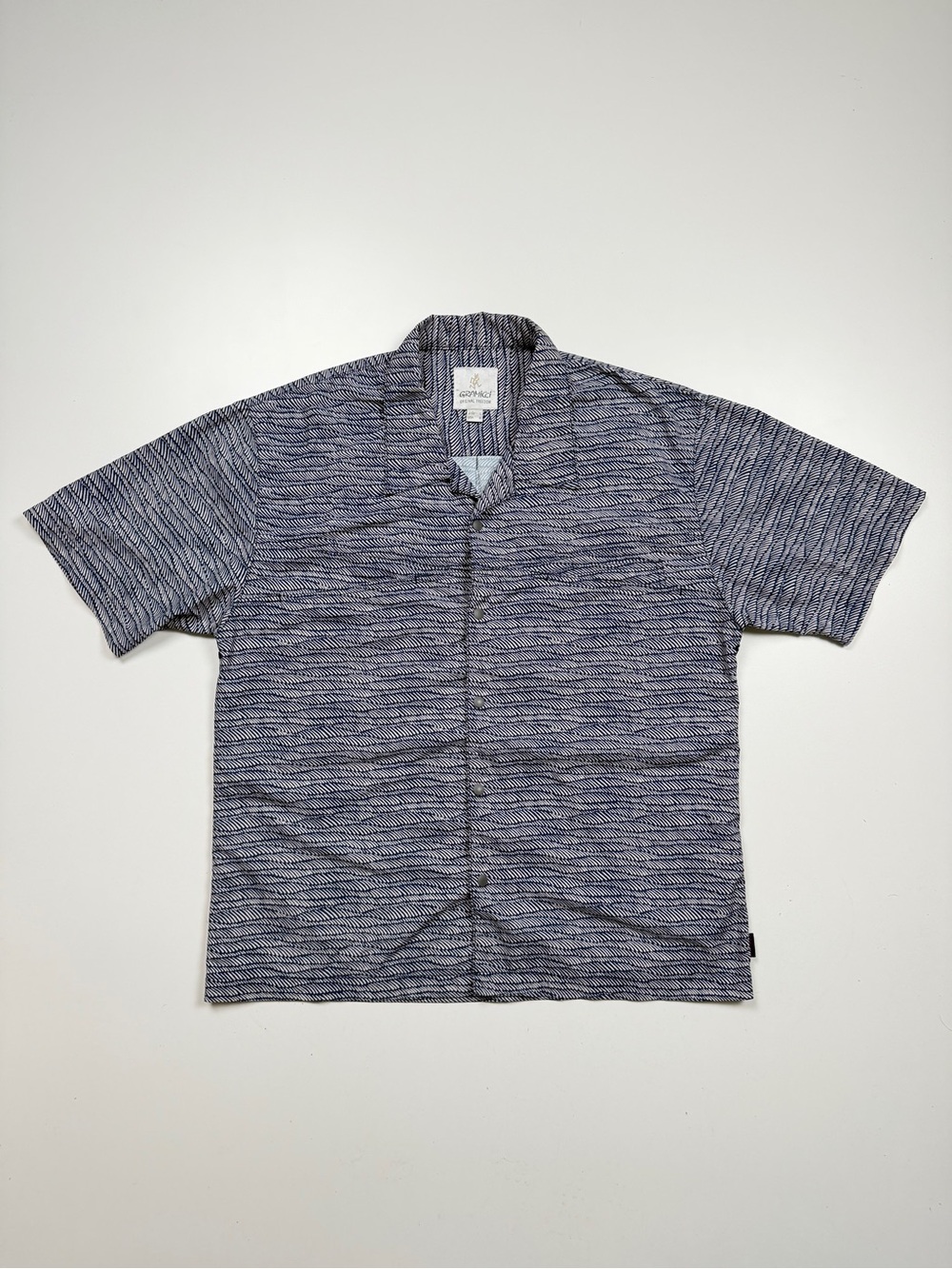 Gramicci Wave Nylon Short Sleeve Buttonup Shirt Mens Medium Blue Outdoors